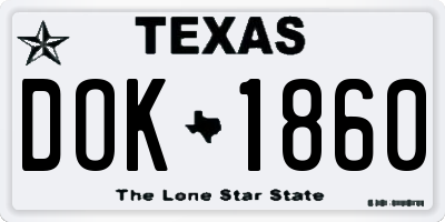 TX license plate DOK1860