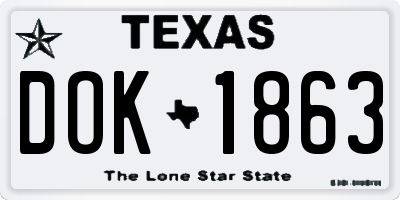 TX license plate DOK1863
