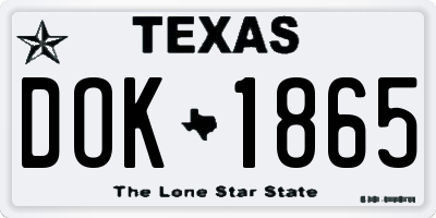 TX license plate DOK1865