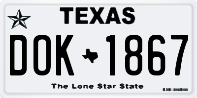 TX license plate DOK1867