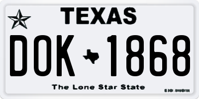 TX license plate DOK1868