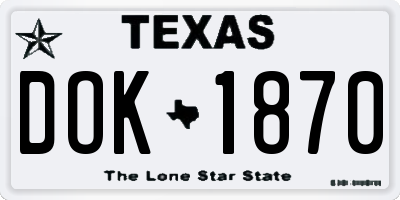 TX license plate DOK1870