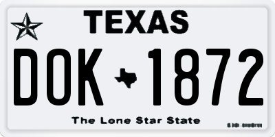 TX license plate DOK1872