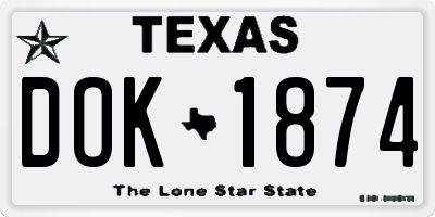 TX license plate DOK1874
