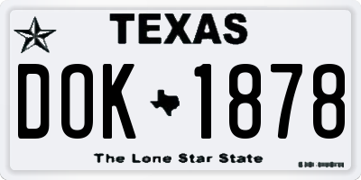 TX license plate DOK1878