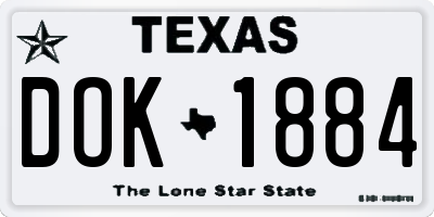 TX license plate DOK1884
