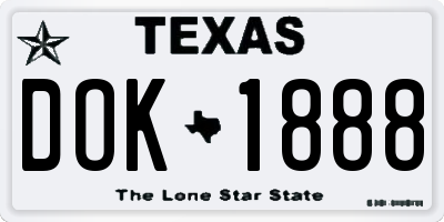 TX license plate DOK1888