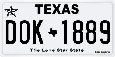 TX license plate DOK1889