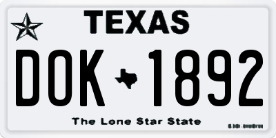 TX license plate DOK1892