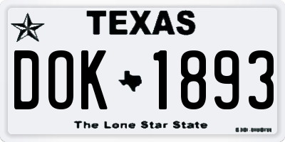 TX license plate DOK1893