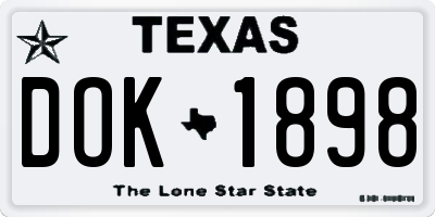 TX license plate DOK1898