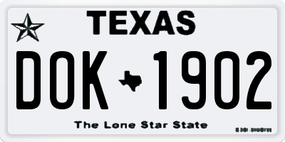TX license plate DOK1902