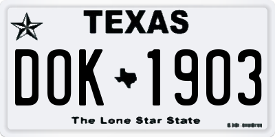 TX license plate DOK1903