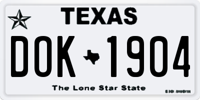 TX license plate DOK1904