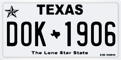 TX license plate DOK1906