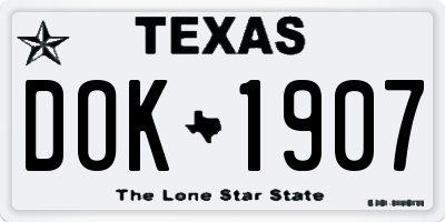 TX license plate DOK1907