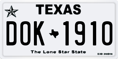 TX license plate DOK1910