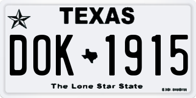 TX license plate DOK1915