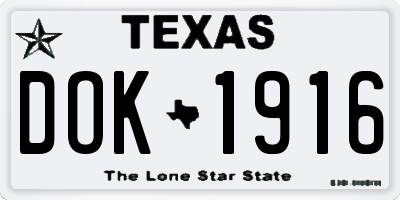 TX license plate DOK1916