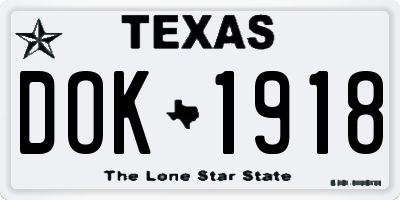TX license plate DOK1918