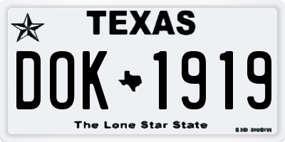 TX license plate DOK1919
