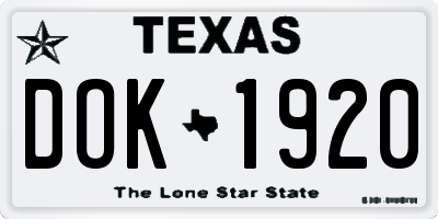 TX license plate DOK1920