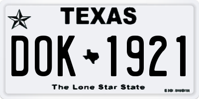 TX license plate DOK1921