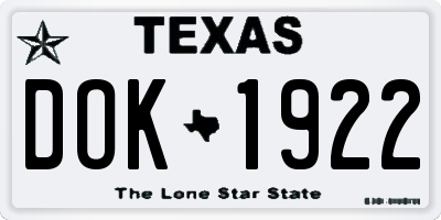 TX license plate DOK1922