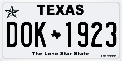 TX license plate DOK1923
