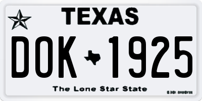 TX license plate DOK1925