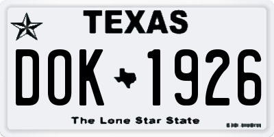 TX license plate DOK1926