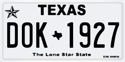TX license plate DOK1927