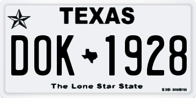 TX license plate DOK1928
