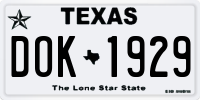 TX license plate DOK1929