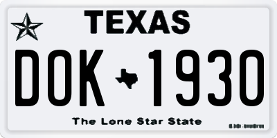 TX license plate DOK1930
