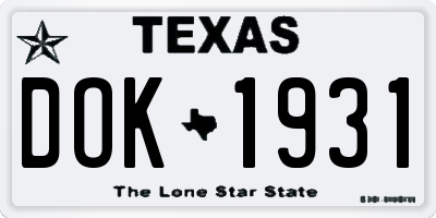 TX license plate DOK1931