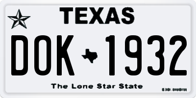 TX license plate DOK1932