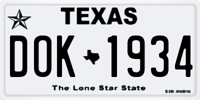 TX license plate DOK1934