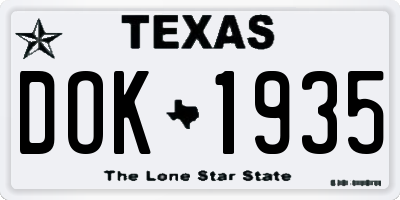 TX license plate DOK1935