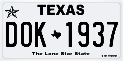 TX license plate DOK1937