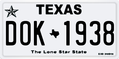 TX license plate DOK1938