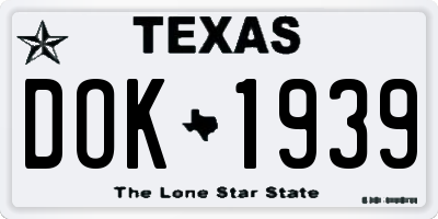 TX license plate DOK1939