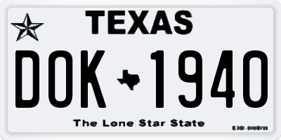 TX license plate DOK1940
