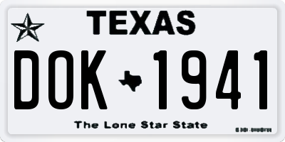 TX license plate DOK1941