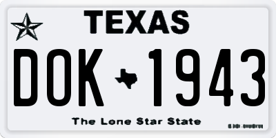 TX license plate DOK1943