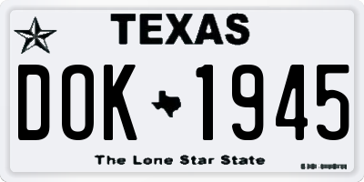 TX license plate DOK1945