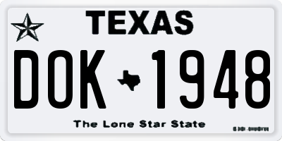 TX license plate DOK1948