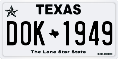 TX license plate DOK1949