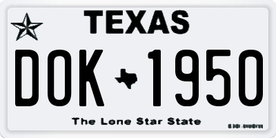 TX license plate DOK1950