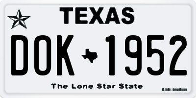 TX license plate DOK1952